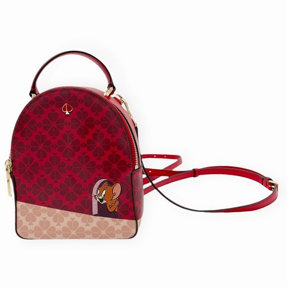 NWOT Kate Spade Disney Tom and Jerry Mini Convertible Backpack Red Leather